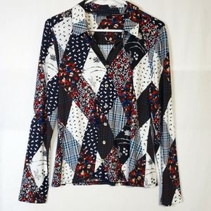 Tommy Hilfiger Handkerchief Print Blouse Shirt Button-Up Top Size M